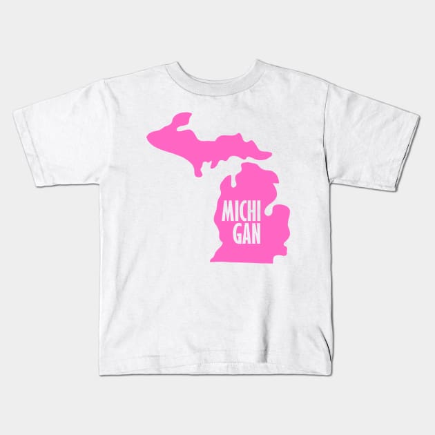 Michigan - Pink Kids T-Shirt by taoistviking